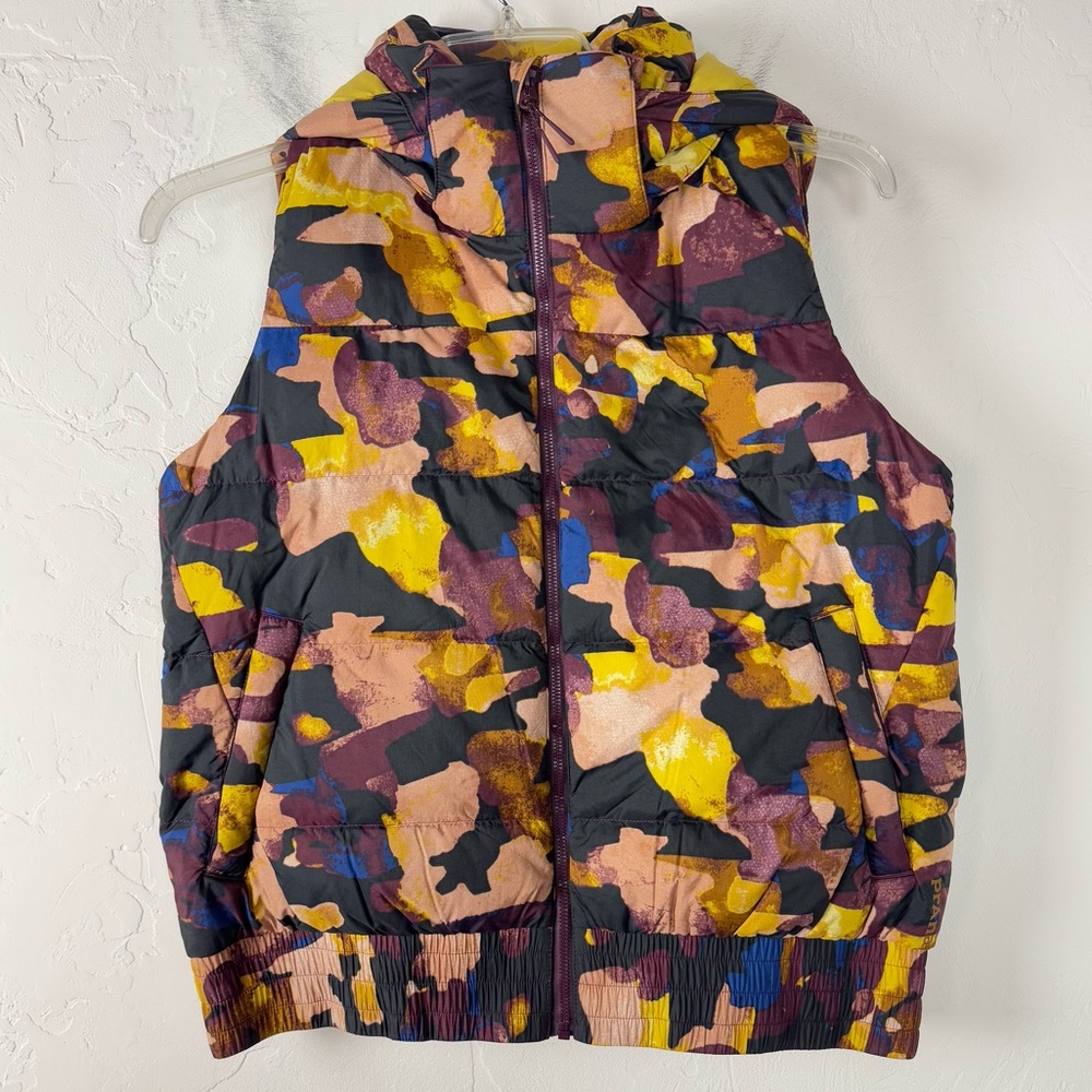 Prana Vest Emerald Valley Fall Daze Multicolor Puffer Full Zip Hooded Down Warm
